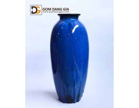 Bình hoa Bát Tràng men hỏa biến xanh, dáng vò cao miệng vuốt S14 Bình hoa Bát Tràng men hỏa biến xanh, dáng vò cao miệng vuốt S14