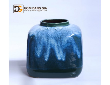 Bình hoa Bát Tràng men hỏa biến xanh S22 Bình hoa Bát Tràng men hỏa biến xanh S22